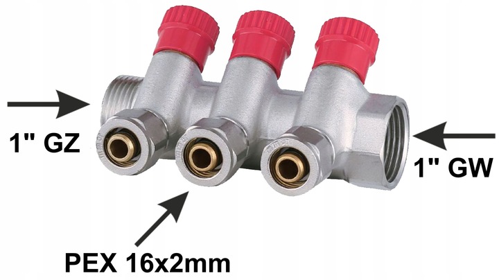 X-HOME ROZDZIELACZ PEX 1” x 16 mm 3 OBWODY SEKCJE CWU DO WODY CIEPŁEJ MONO