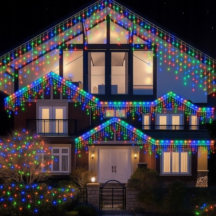Lampki LED 1000 Kurtyna Świetlna Sople ZEWNĘTRZNE Girlanda multikolor