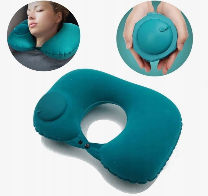 PODUSZKA PODRÓŻNA Dmuchana Samopompująca Welurowa ROGAL Do Spania Na Szyję