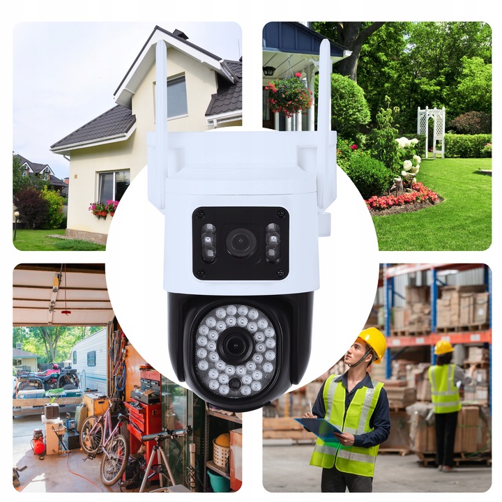 PODWÓJNA KAMERA WIFI IP SMART ZEWNĘTRZNA OBROTOWA 4K 8MPX DETEKCJA ALARM