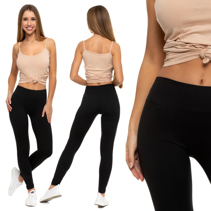 MORAJ Legginsy długie getry damskie kryjące WYSOKI STAN - czarne L/XL