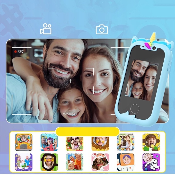 TELEFON DLA DZIECI ZABAWOWY SMARTFON Z APARATEM KAMERĄ I GRAMI MENU 2.4"