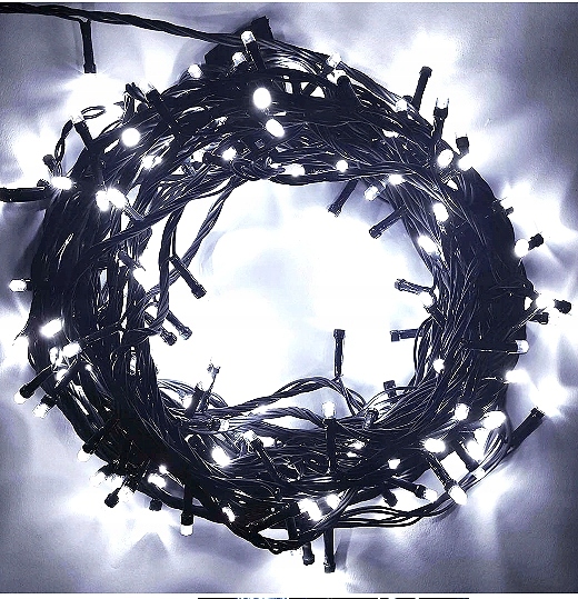 LAMPKI CHOINKOWE ŚWIATEŁKA 200 LED BIAŁY ZIMNY ZEWNĘTRZNE WEWNĘTRZNE FLASH
