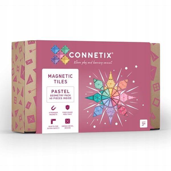 Klocki magnetyczne Connetix Pastel Geometry Pack 40 elementów