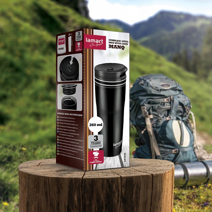 Kubek Termiczny Manq Lamart LT4049 360ml Czarny