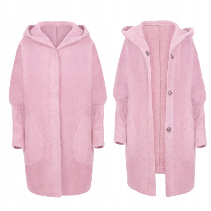 PŁASZCZ ALPAKA KAPTUR WEŁNA OVERSIZE KOLORY