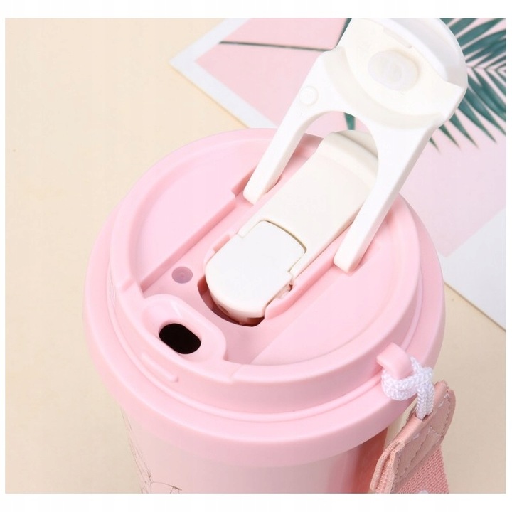 Kubek Termiczny Z Uchwytem I Ustnikiem, Przenośny 550 ml Biały