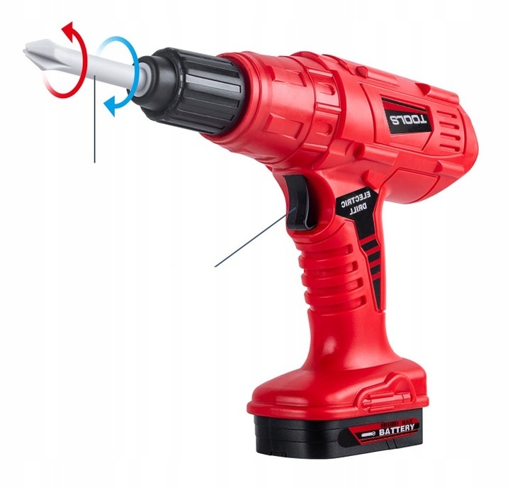 ZESTAW NARZĘDZI DLA DZIECI MAJSTERKOWICZ SKRZYNKA WIERTARKA NA BATERIE 42EL