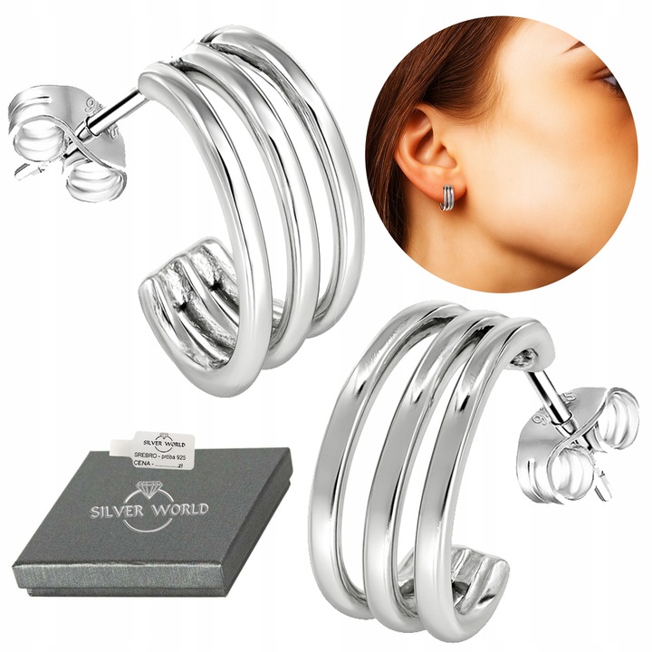 KOLCZYKI SREBRNE 925 DAMSKIE NA SZTYFCIE PONADCZASOWE NA PREZENT + GRATIS