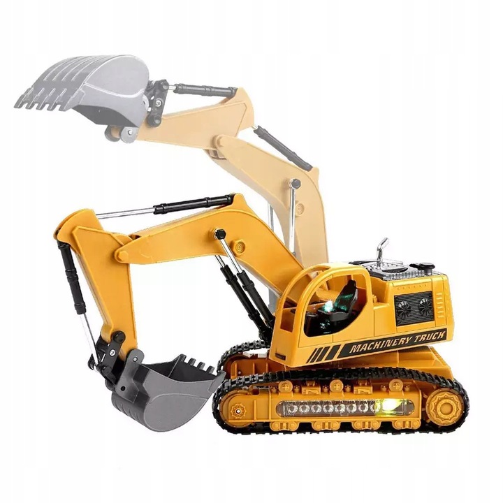 DUŻA KOPARKA ZDALNIE STEROWANA ŚWIATŁO LED PILOT RUCHOME RAMIĘ ŁYŻKA-METAL