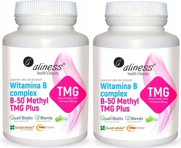 Aliness Witamina B Complex B-50 METHYL TMG PLUS STRES PAMIĘĆ vege 100 kaps