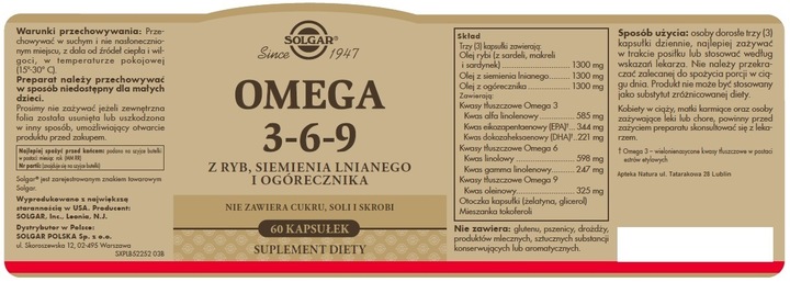 Solgar OMEGA 3-6-9 60 kapsułek