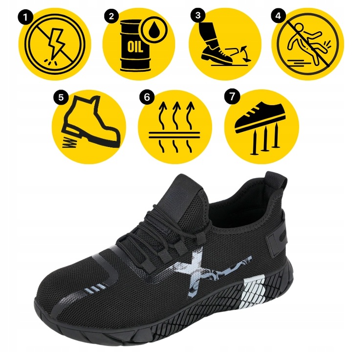 Buty robocze męskie wsuwane Oddychające z Noskiem Antyprzebiciowe Lekkie