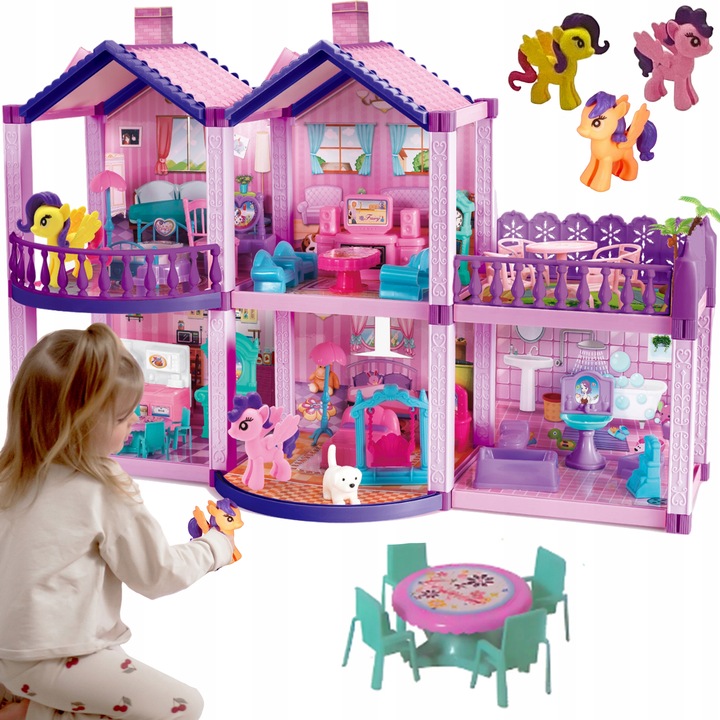 DOMEK DLA LALEK KUCYKI VILLA MEBLE FIGURKI WOOPIE