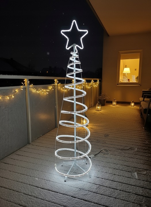 Choinka LED Neonowa Zimna Biel 120 cm Świąteczna Ozdoba Świecąca Zewnętrzna