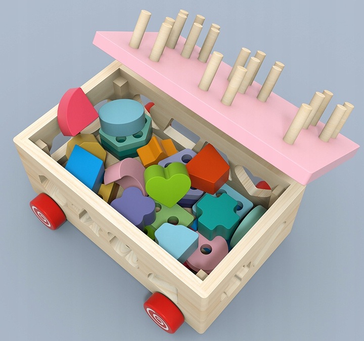 Drewniana kostka EDUKACYJNA SORTER KLOCKI 924