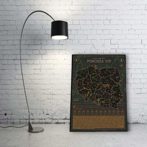 Prezent dla Piwosza: Mapa Zdrapka Piwosza w czarnej ramie