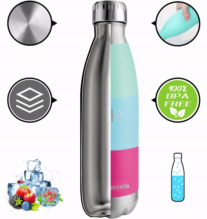 Butelka termiczna ze stali nierdzewnej 500ml wolna od BPA 12/24h izolacja