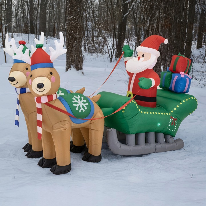 Mikołaj nadmuchiwany Dekoracja Świąteczna Sanie Renifer dmuchaniec JUMIhome