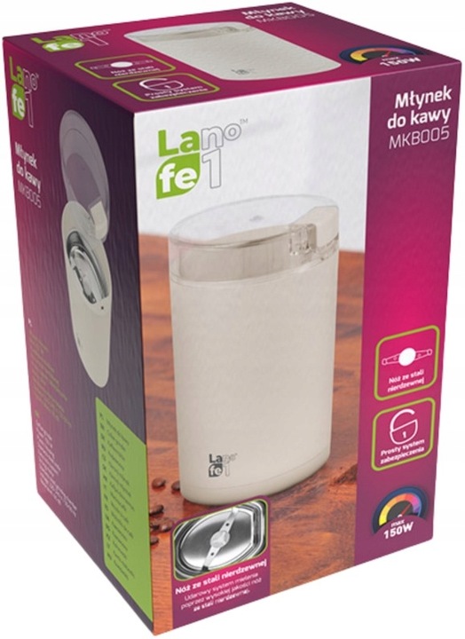 Młynek do kawy Lafe MKB-005 Elektryczny udarowy 150W Kość słoniowa