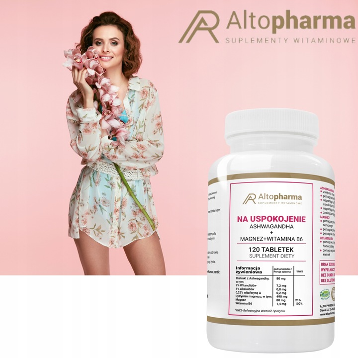 ASHWAGANDA + MAGNEZ + WIT B6 STRES ZMĘCZENIE 120t