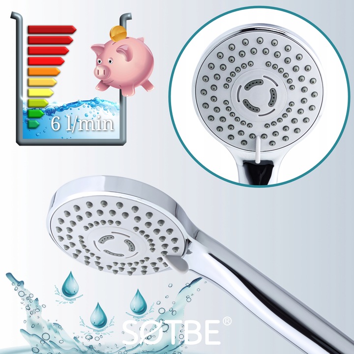 Prysznicowa słuchawka 3 funkcje Anti calc Wodooszczędna Wysokie ciśnienie