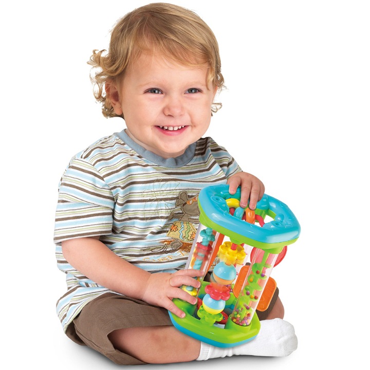 Dumel ROLER zabawka do NAUKI raczkowania RUCHOME ELEMENTY 6m + GRZECHOTKA