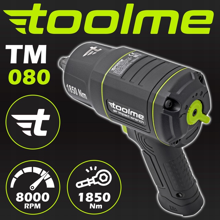 KLUCZ UDAROWY pneumatyczny KOMPOZYTOWY Z Udarem do KÓŁ 1850Nm Toolme TM080