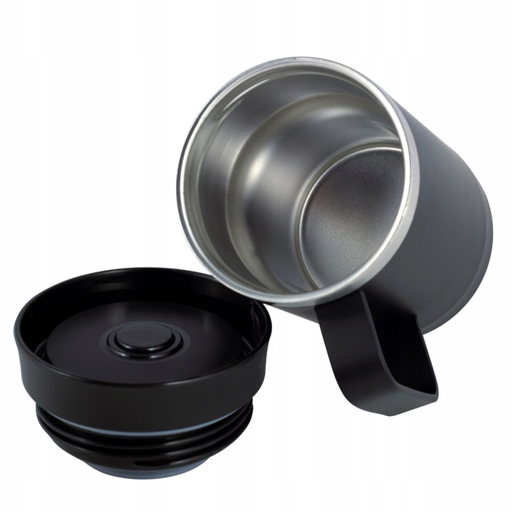 KUBEK TERMICZNY Z UCHEM TERMOS STALOWY SCZELNY pojemny bidon KAMILLE 360 ml