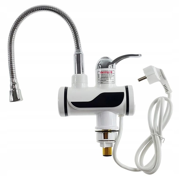 PRZEPŁYWOWY PODGRZEWACZ WODY FLEX ELEKTRYCZNY LCD KUCHENNY Z GIĘTKIM KRANEM