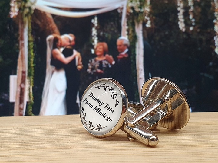 FINIA Spinki do Mankietów do z Datą Ślubu dla Pana Młodego Ślub Data