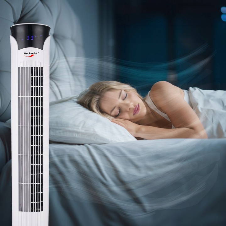 Wentylator kolumnowy wiatrak podłogowy cichy z pilotem timer termometr