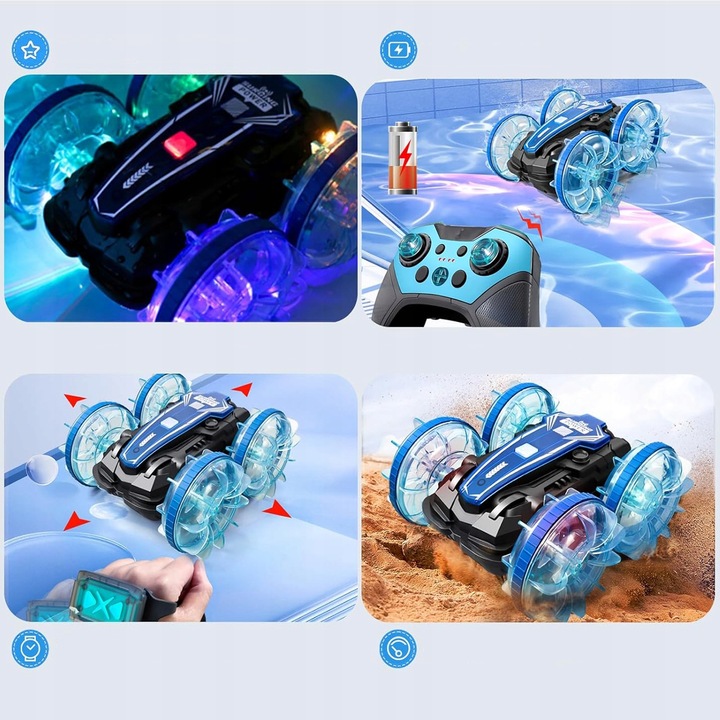 AMFIBIA AUTO SAMOCHÓD RC 4X4 TWISTER STEROWANE GESTAMI Z ŚWIATŁEM