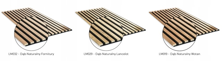 LAMELE NA PŁYCIE 51,5x275 CM ŚCIENNE PANELE AKUSTYCZNE DĄB NATURALNY WOTAN