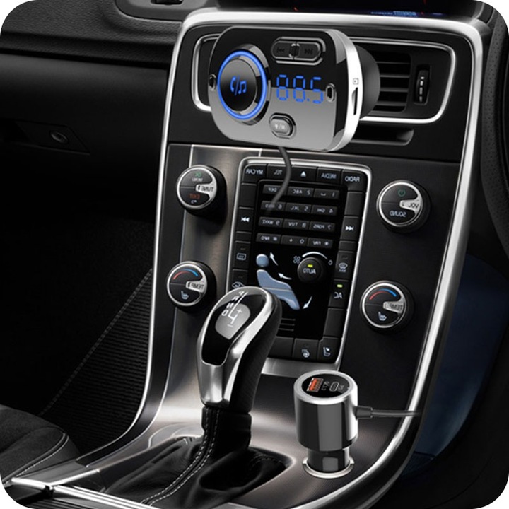 TRANSMITER BLUETOOTH FM SAMOCHODOWY ZESTAW GŁOŚNOMÓWIĄCY ŁADOWARKA USB-C