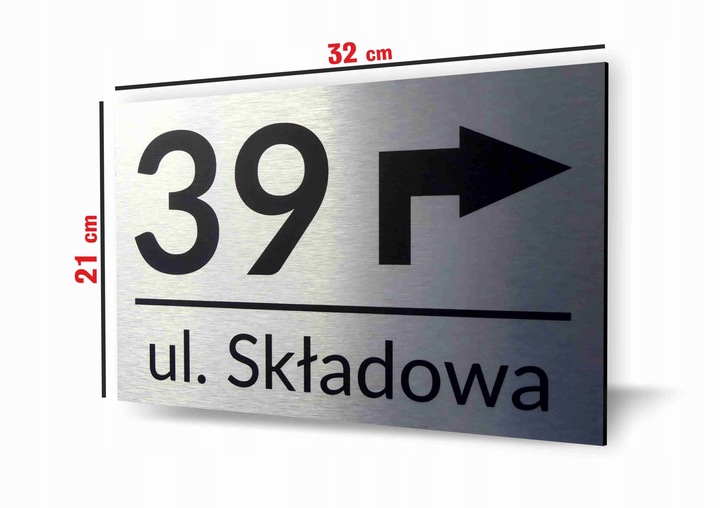 Tabliczka ADRESOWA ALUMINIOWA ZE STRZAŁKĄ Numer