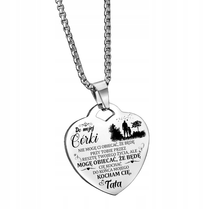 Łańcuszek ZAWIESZKA Serce Srebrny NASZYJNIK Dla CÓRKI od Taty GRAWER BOX