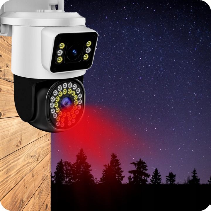 PODWÓJNA KAMERA WIFI IP SMART ZEWNĘTRZNA OBROTOWA 4K 8MPX DETEKCJA ALARM