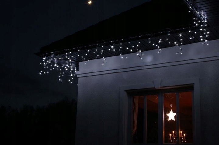 KURTYNA ŚWIETLNA 200 LED 9,5m SOPLE GIRLANDA LED BIAŁA ZIMNA PROGRAMATOR