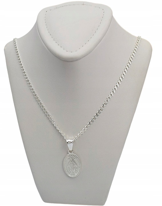 Łańcuszek Srebrny Pancerka 2,20 z Medalikiem Cudownym pr 925 Grawer Gratis