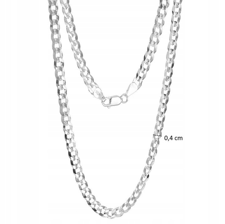 Srebrny męski łańcuszek pancerka 50 cm 925 + pudełko