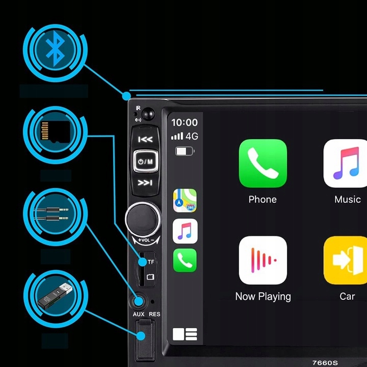 RADIO SAMOCHODOWE BLUETOOTH WYŚWIETLACZ 7"KAMERA COFANIA ZESTAW UNIWERSALNY