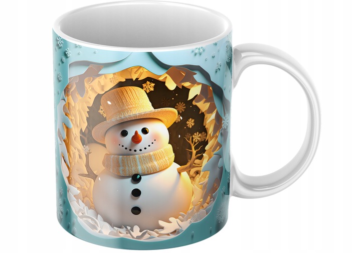 Świąteczny Kubek 3D Bałwanek - Idealny Na Prezent - NOWOŚĆ - HIT