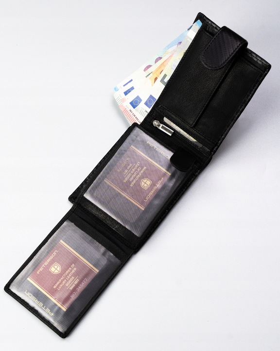 Portfel Peterson skóra naturalna elegancki skórzany z ochroną kart RFID