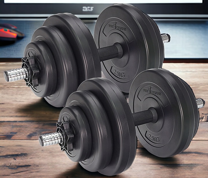 HANTLE REGULOWANE ZESTAW HANTLI HANTELKI SZTANGIELKI DO ĆWICZEŃ 2x10kg 20KG