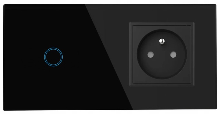 GNIAZDO GNIAZDKO SZKLANE Z BOLCEM Z WŁĄCZNIKIEM POJEDYNCZYM CZARNE PANEL