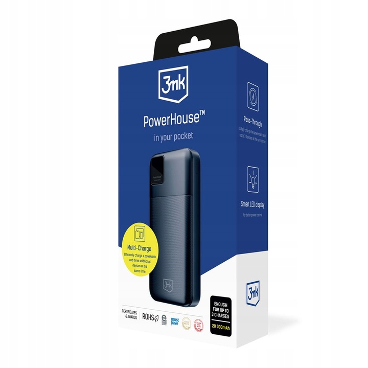 Powerbank 20000 mAh Multi-Charge USB-C & USB-A QC 3.0 - 3mk PowerHouse
