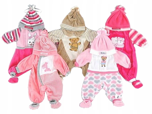 różowe BABY ubranko BORN dla lalki BOBAS sukienka PAJACYK czapka BUCIKI 403