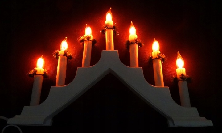 ŁADNY ŚWIECZNIK ADWENTOWY MIGAJĄCY PŁOMIEŃ 7 LED