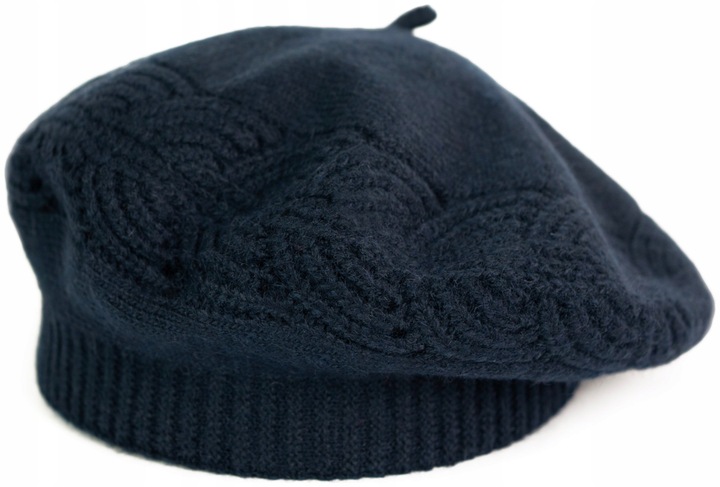 Elegancki beret damski Flossy Tones - ciepły i miły w dotyku Granatowy